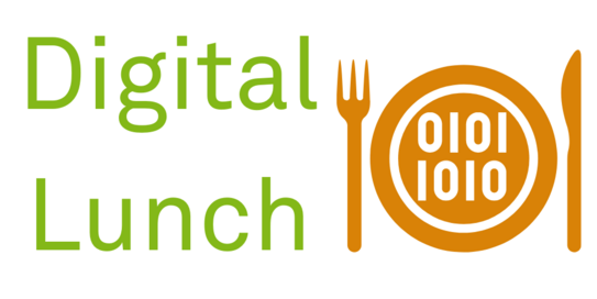 Logo vom Digital Lunch - Teller, Gabel und Messer