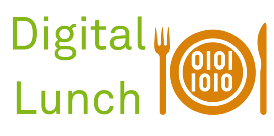Logo vom Digital Lunch - Teller, Gabel und Messer