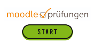 Logo vom Prüfungsmoodle und ein Start-Button