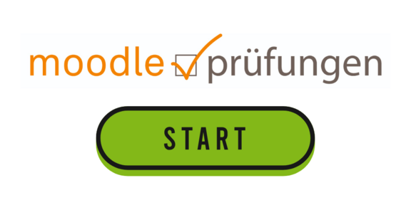 Logo vom Prüfungsmoodle und ein Start-Button